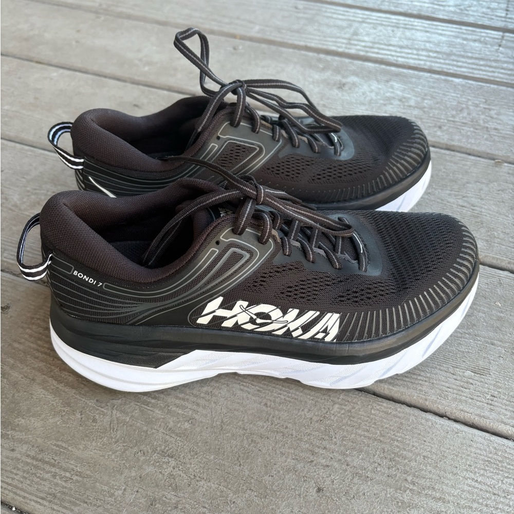 Hoka Black and White Athletic Shoes